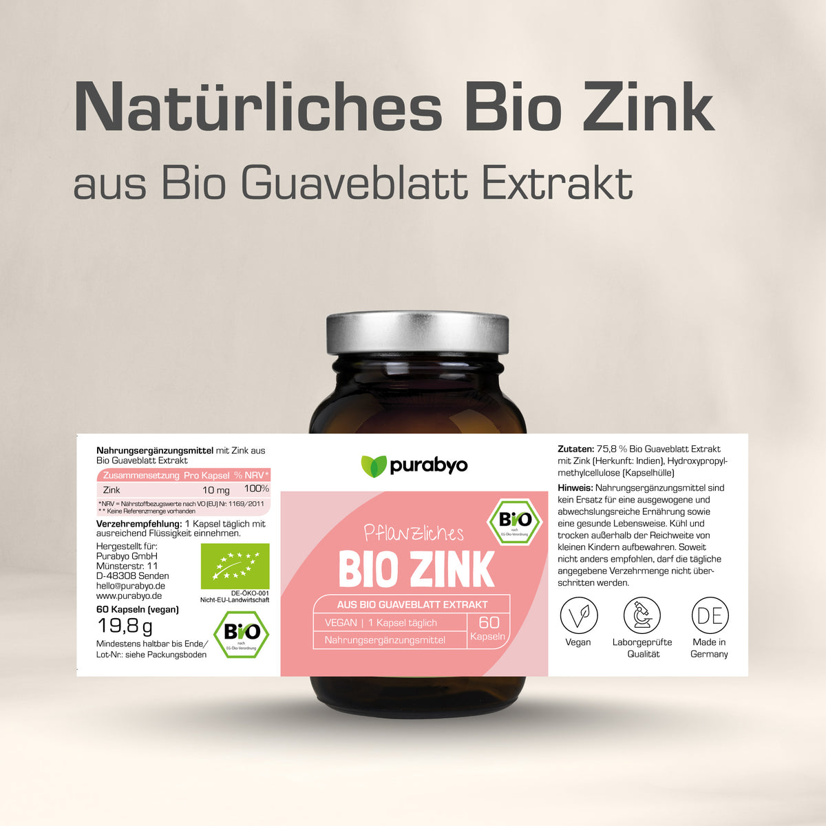 Pflanzliches Bio Zink