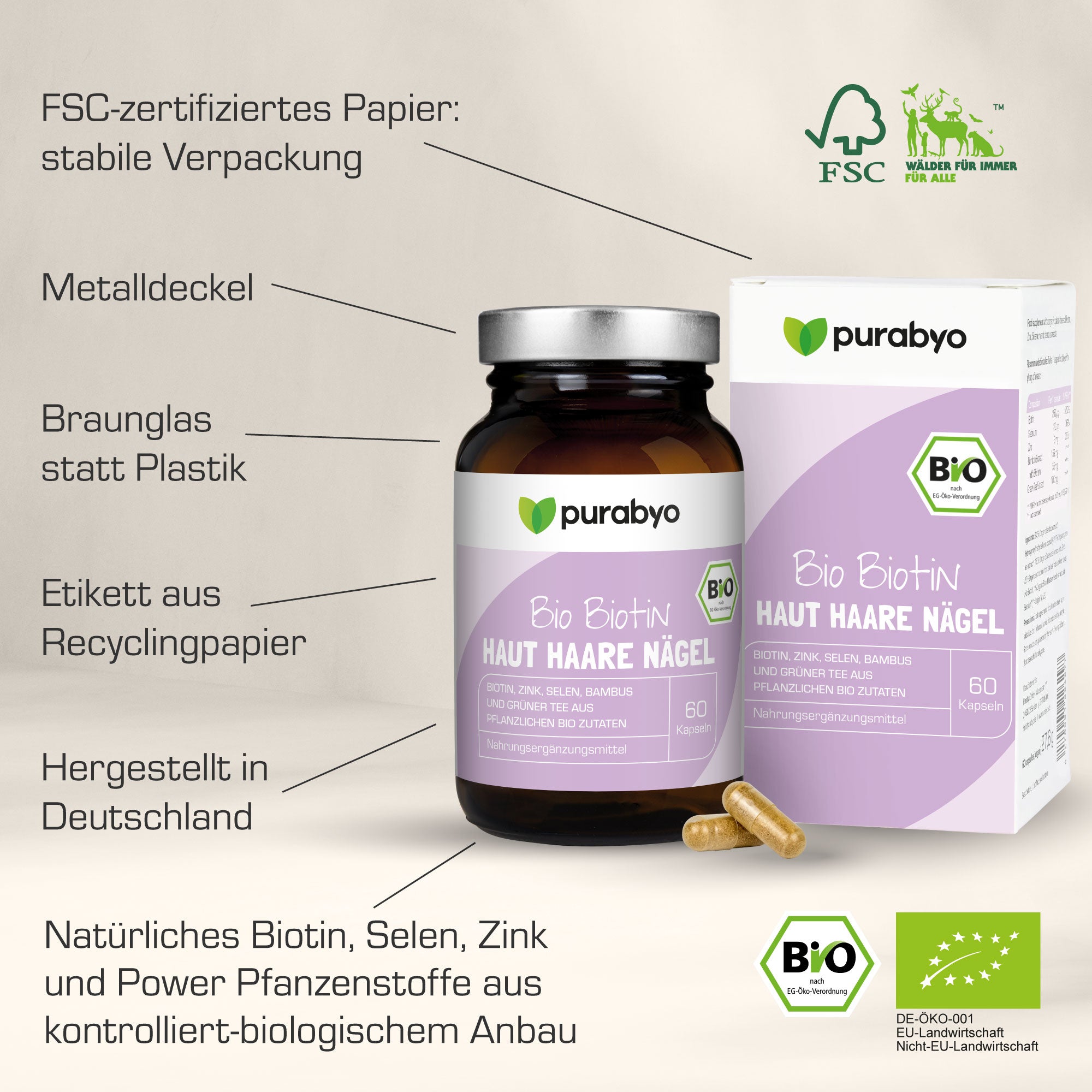 Bio Biotin - Haut, Haare, Nägel