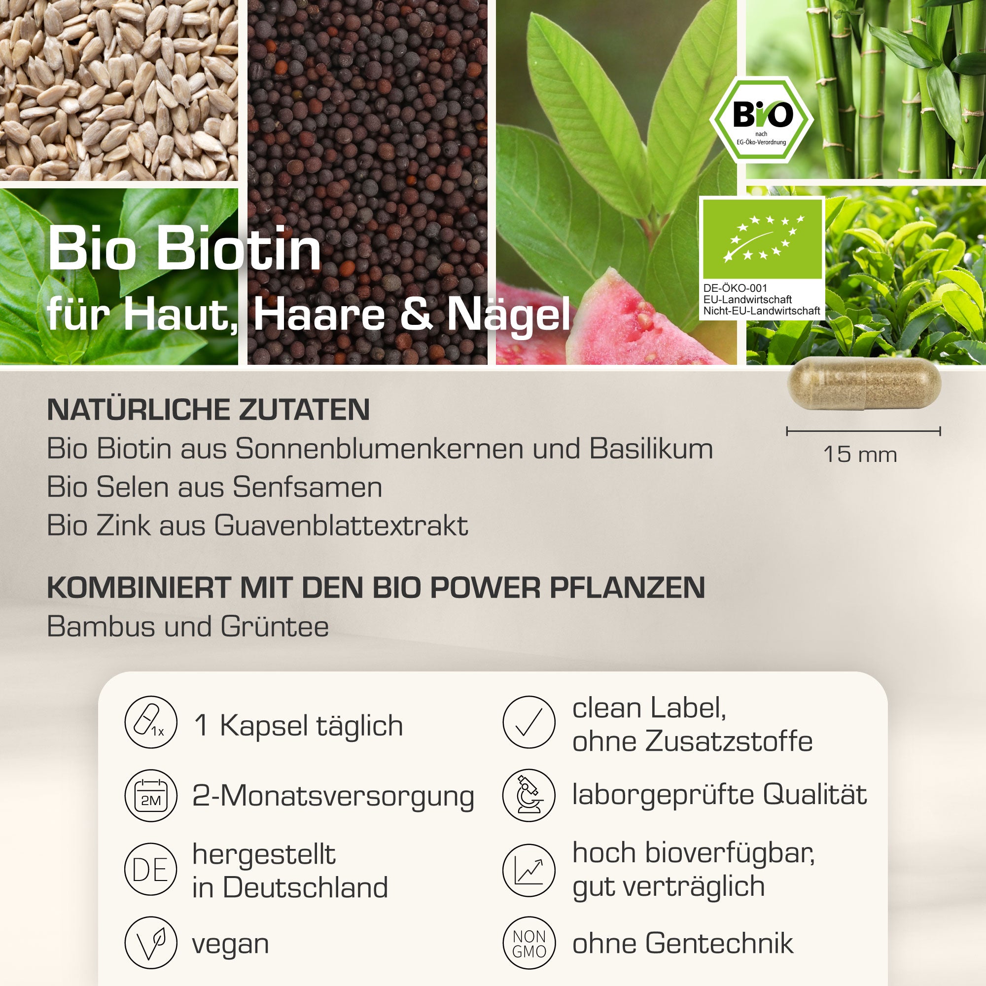 Bio Biotin - Haut, Haare, Nägel