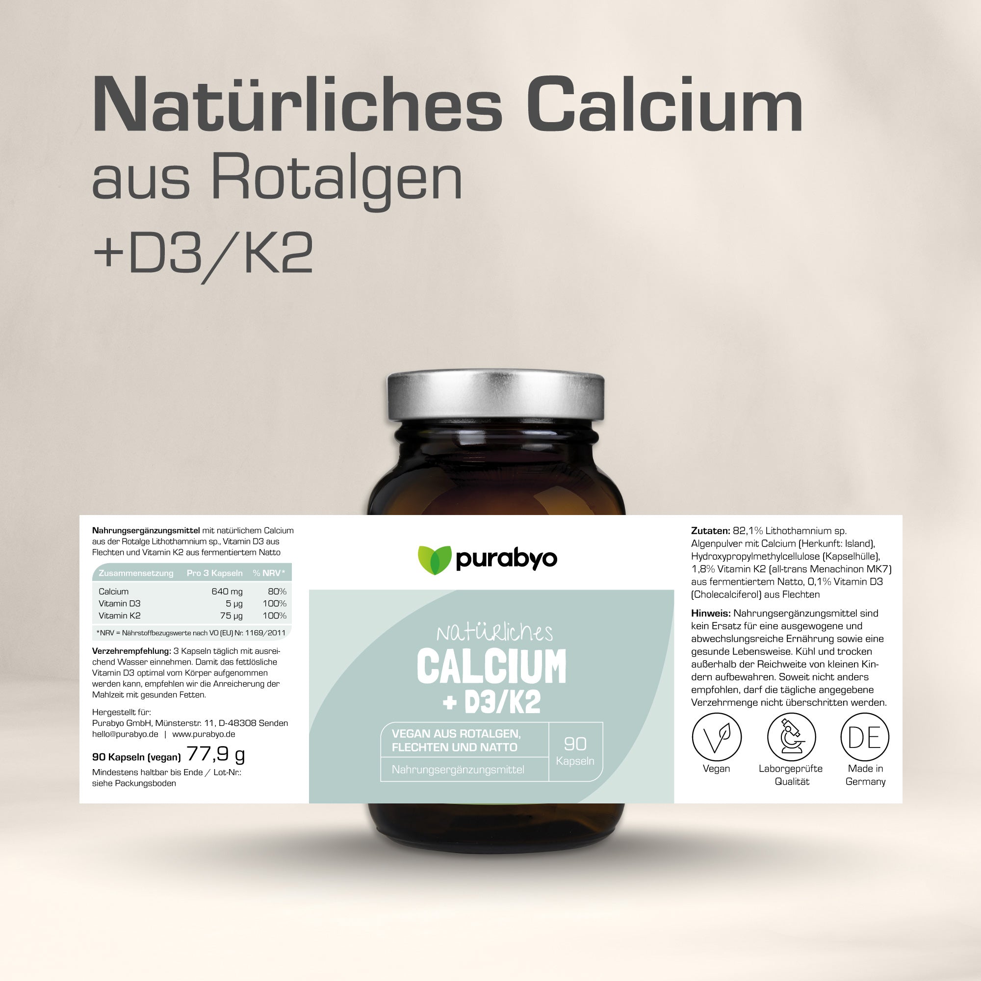 NATÜRLICHES CALCIUM + D3/K2
