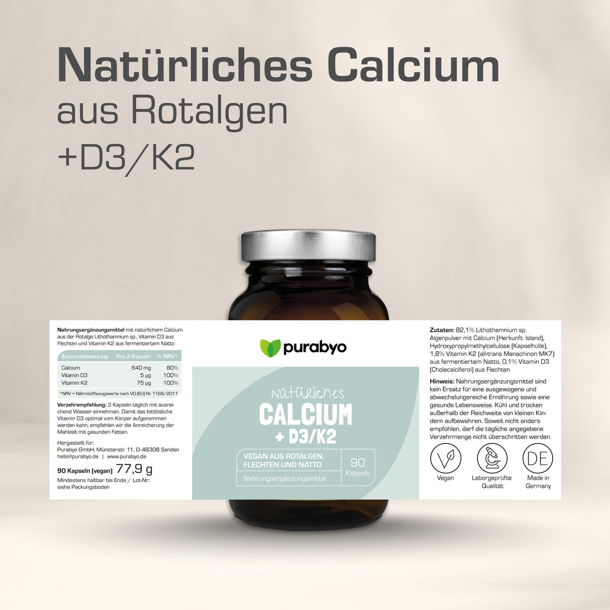 NATÜRLICHES CALCIUM + D3/K2