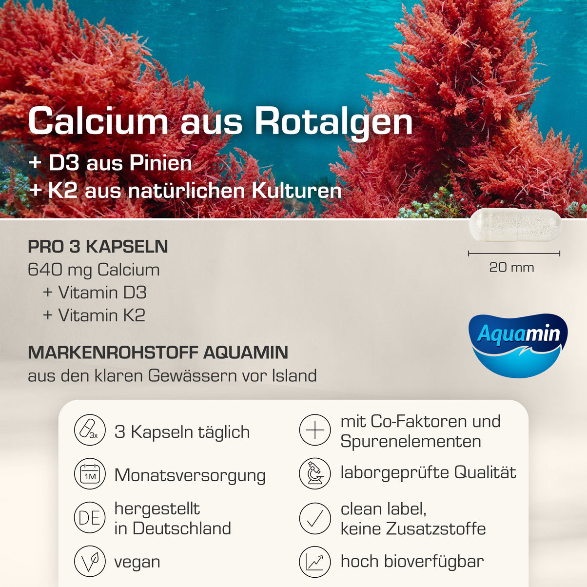 Natürliches Calcium + D3/K2