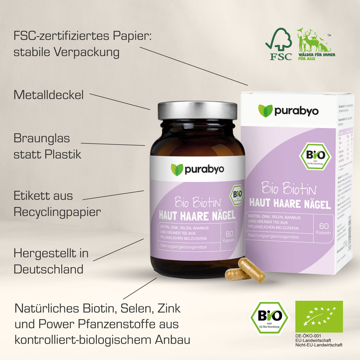 Bio Biotin - Haut, Haare, Nägel