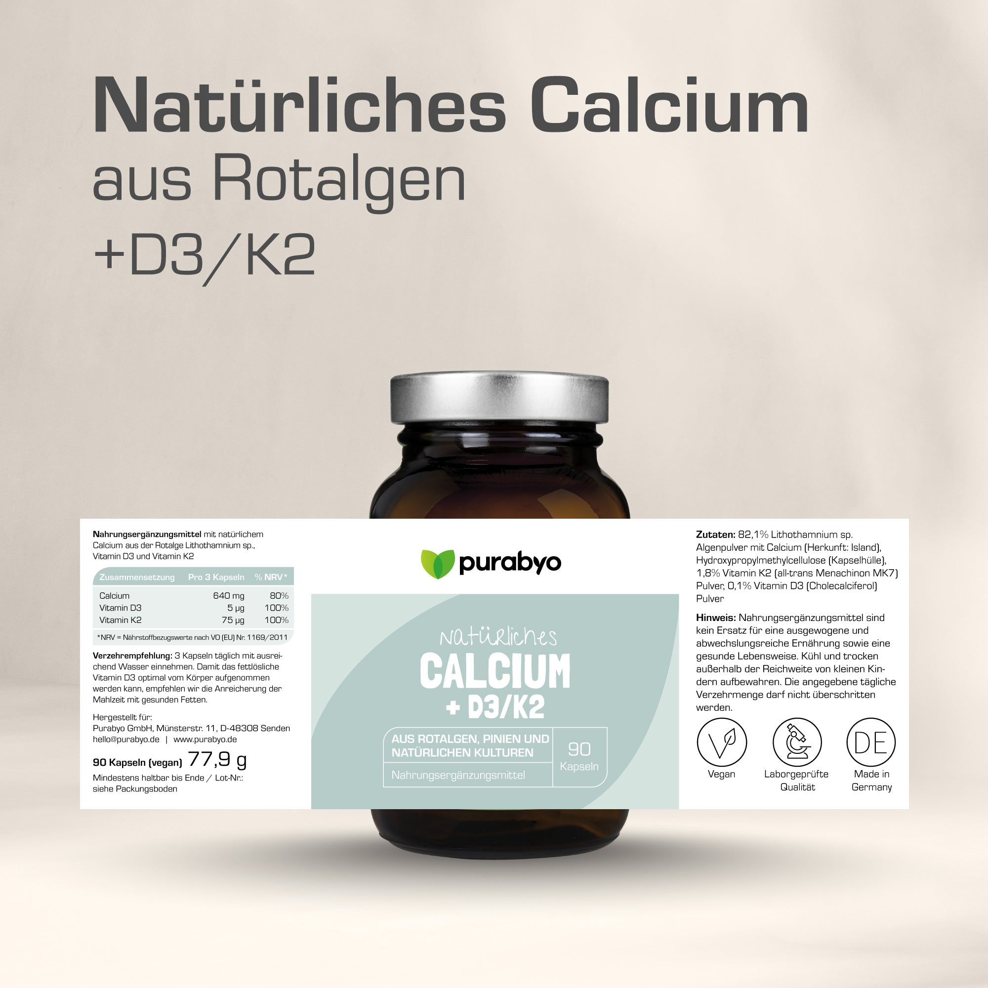 Natürliches Calcium + D3/K2