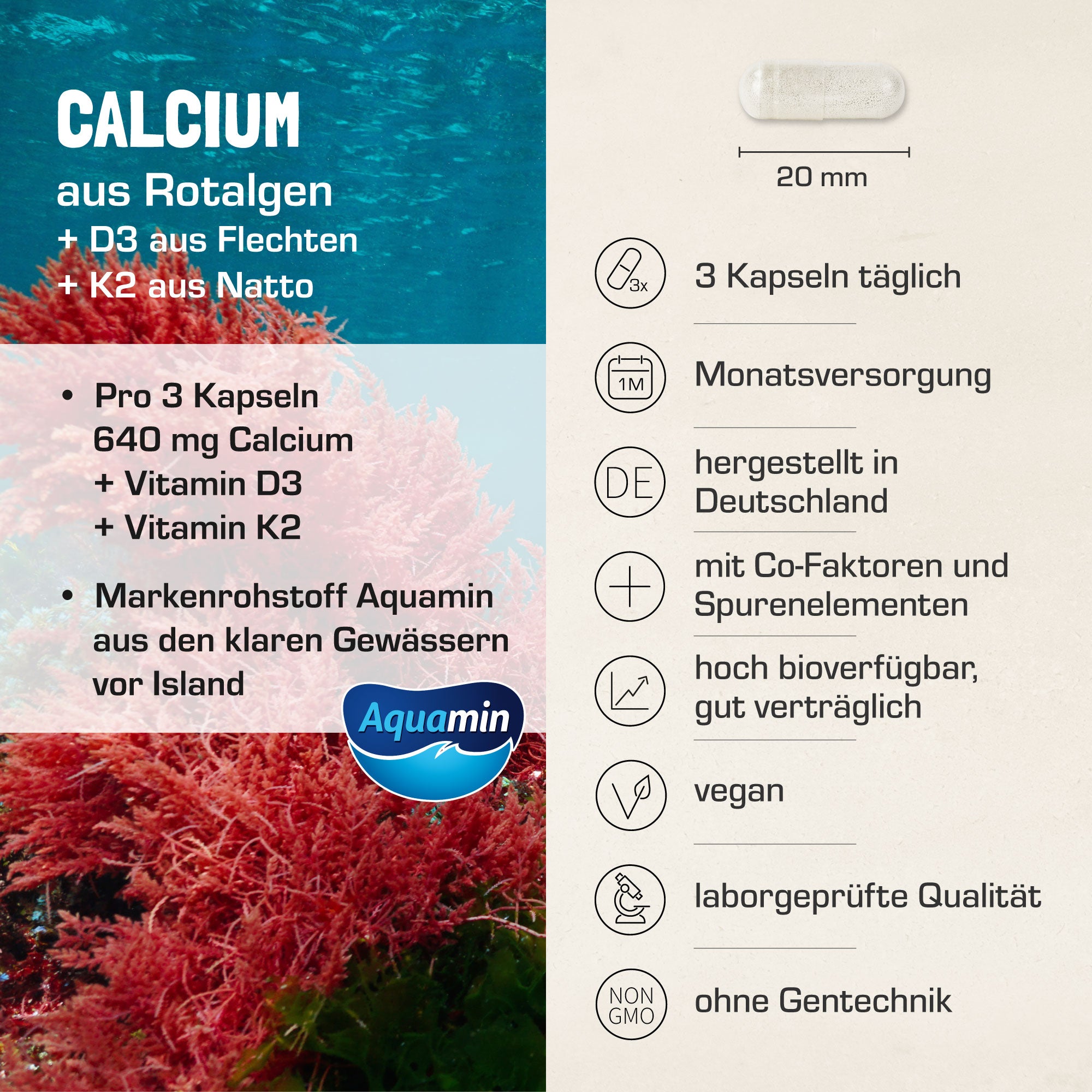 NATÜRLICHES CALCIUM + D3/K2
