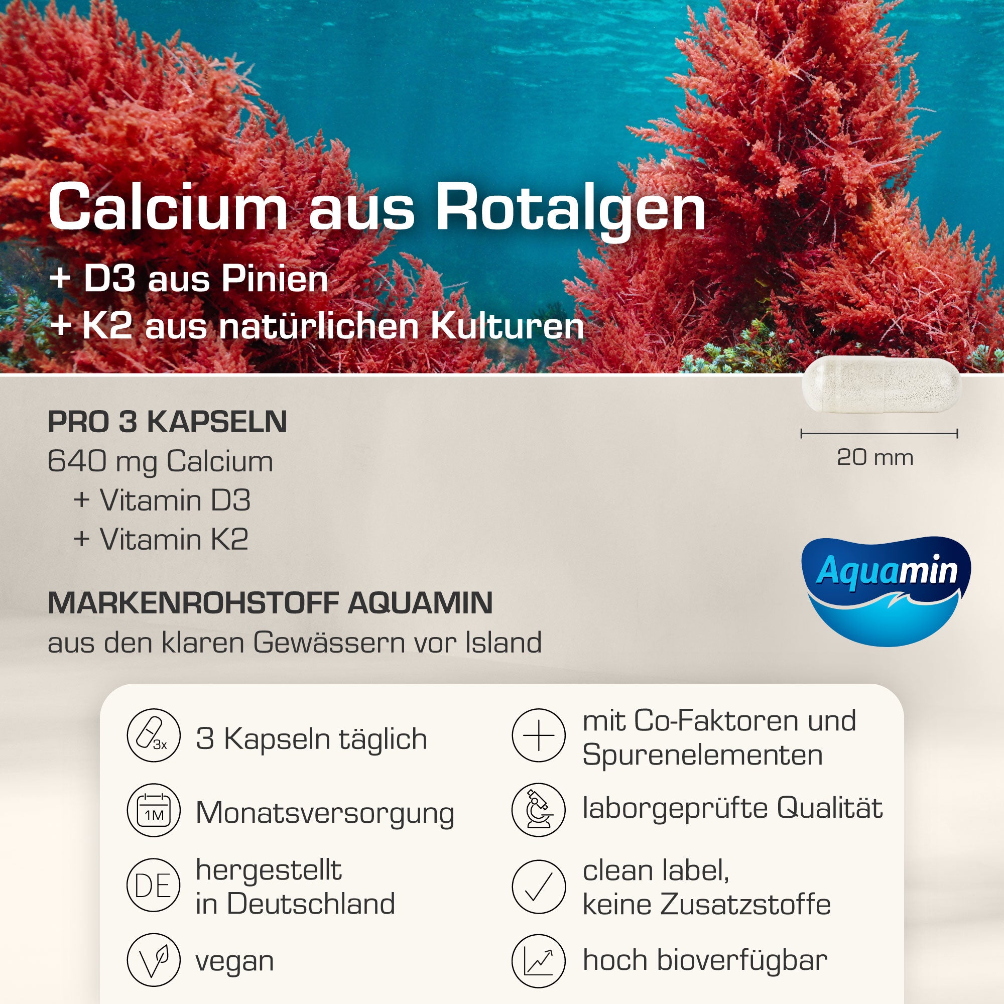 Natürliches Calcium + D3/K2